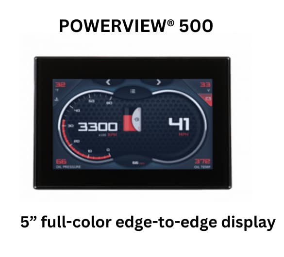 Full-color edge-to-edge display of the Powerview 500, showcasing vibrant visuals and sleek design